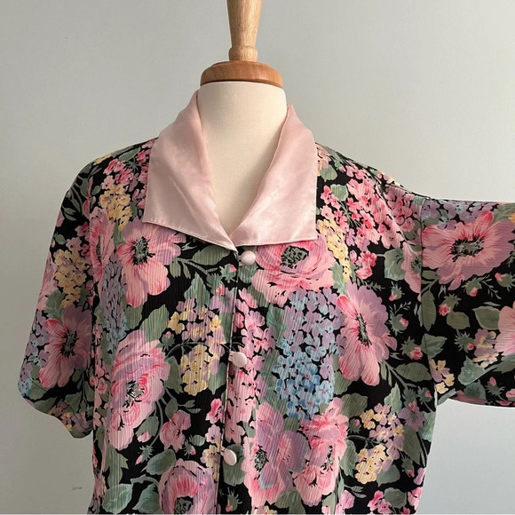 Vintage Victoria’s Secret  Gold Label Floral Pink Sleep Shirt/Gown Size M/L - Picture 4 of 11